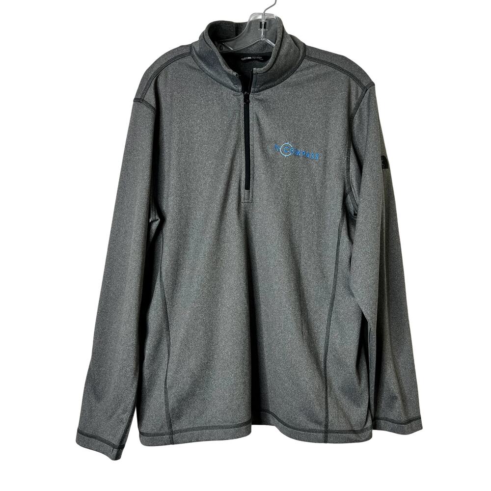 The North Face NF0A3LHB Tech 1/4-Zip Fleece Pullover Gray Mens Large Logo